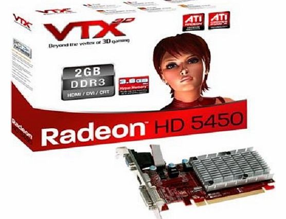 VTX3D AMD Radeon HD 5450 Silent 2GB DDR3 Graphics Card (PCI Express 2.1, HDMI, DVI-D, VGA, 64-Bit, Hyper Memory Upto 3.8GB, AMD Avivo HD Video and Display Technology)