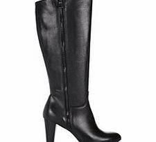 Black leather platform heeled boots