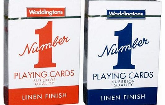 Waddingtons Playing Cards-LINEN FINISHED PLAYING CARDS RED AND BLUE