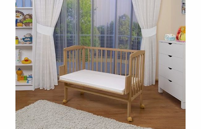 WALDIN Baby Bedside Cot Co-Sleeper height adjustable,untreated or white