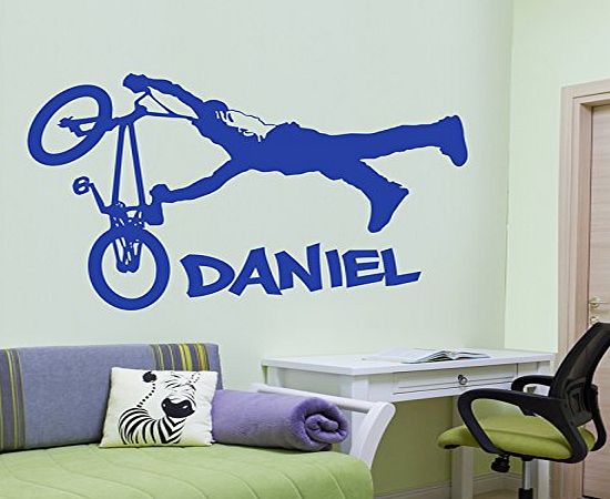 Wall Genie Personalised Childrens BMX Jump Wall Sticker. Medium Self Adhesive Vinyl. 18 different colours available! FREE Pamp;P!