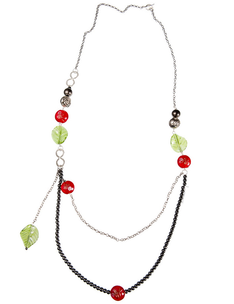 Green Murano Leaf Necklace