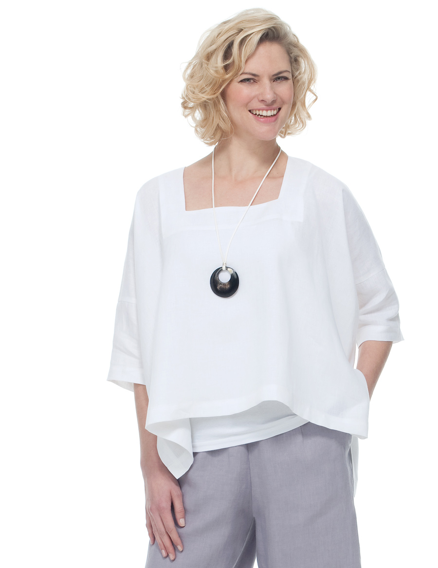 Linen Square-neck Top