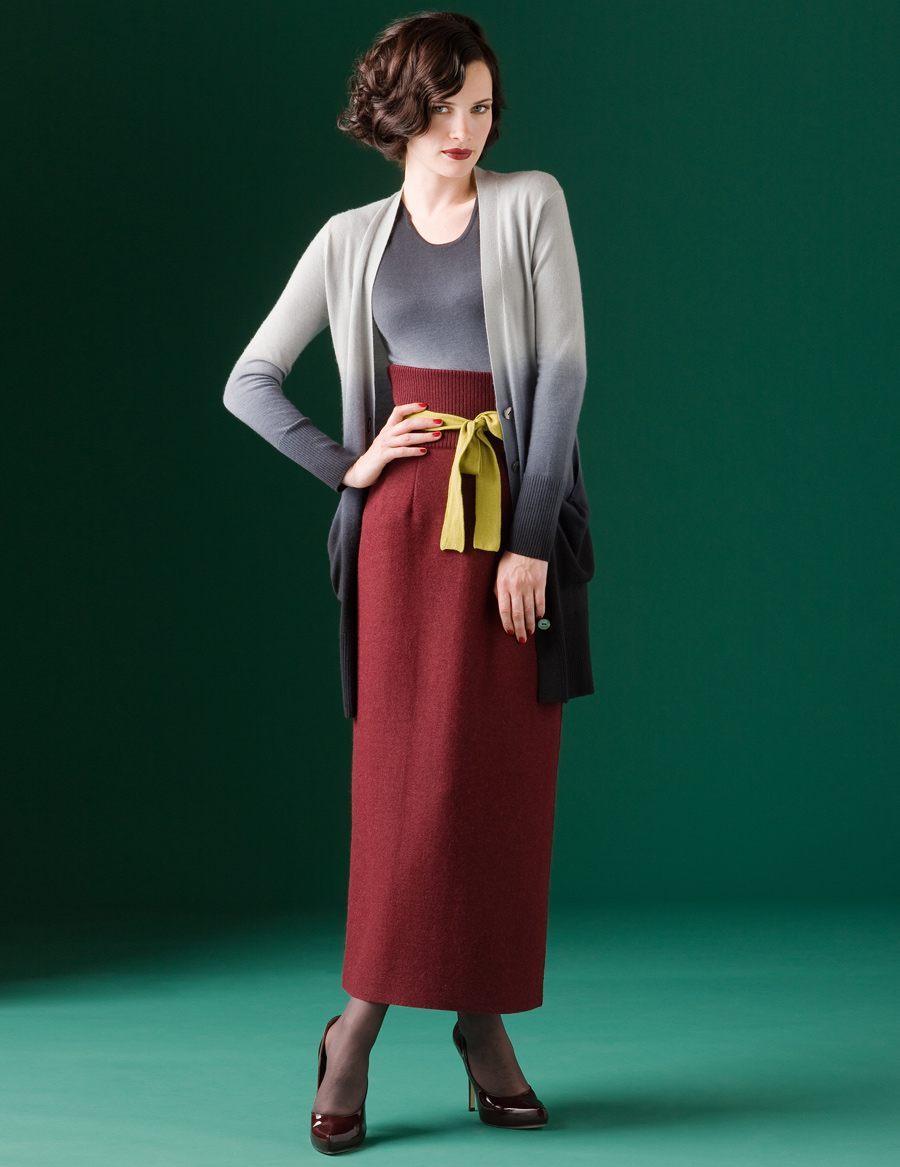 Pencil Skirt With Fine Knit Belt