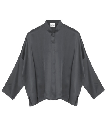 Silk-Satin Oversized Mandarin Shirt