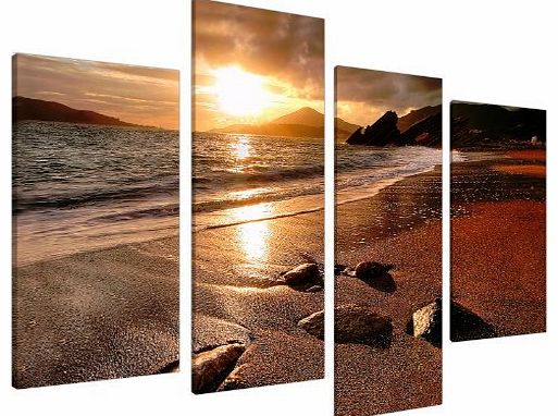 Wallfillers Canvas Large Sunset Beach Canvas Wall Art Pictures Living Room Prints XL 4131