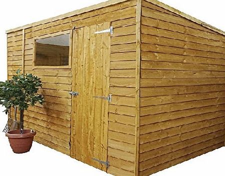 Waltons 10x6 Overlap Wooden Pent Garden Shed - Single Door, Felt, Window - By Waltons