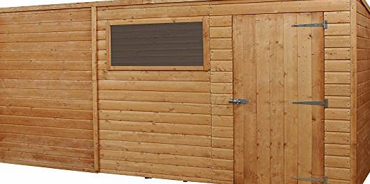 Waltons 12x8 Shiplap Wooden Pent Garden Shed - Single Door, Windows, Felt Included - By Waltons