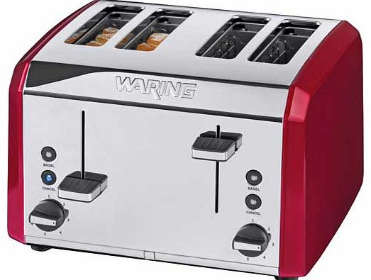4 Slice Stainless Steel Toaster - Red