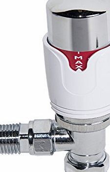 WarmeHaus 15mm Angled Chrome/White Thermostatic Radiator Valve