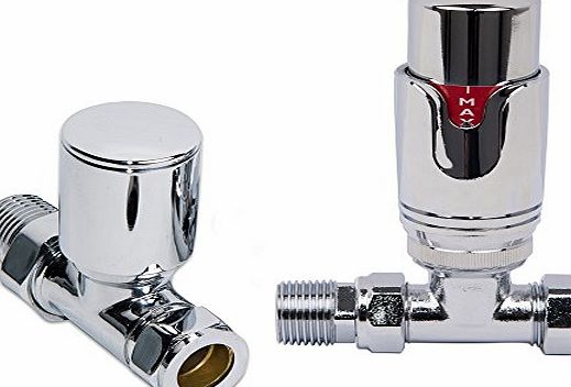 WarmeHaus Designer Straight Towel Rail 15mm Thermostatic Radiator Valve Pack