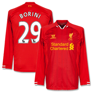 Liverpool Home L/S Shirt 2013 2014 + Borini 29