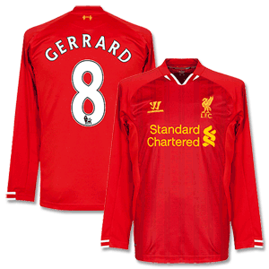 Warrior Liverpool Home L/S Shirt 2013 2014   Gerrard 8