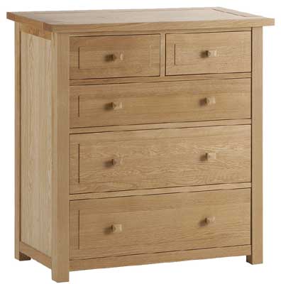 OAK CHEST OF DRAWERS 2 OVER 3