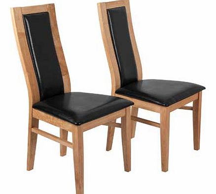 Pair of Black Oak Effect Dining Chairs