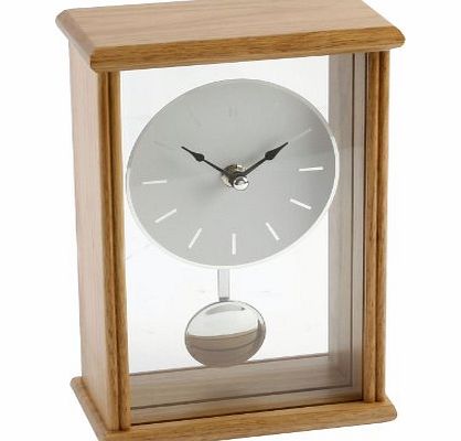 Traditional Large Oak Finish Pendulum Mantel Clock