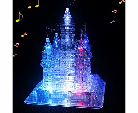 3D Crystal Castle Puzzle - 3D Jigsaw, Light-Up Musical,80pcs