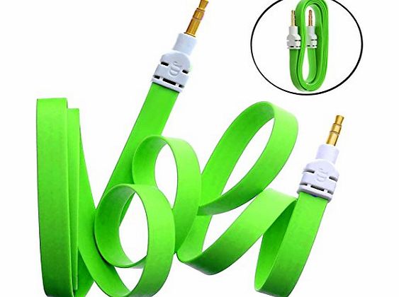 Green AUX Auxiliary Flat Audio Male Speaker Cable Lead Wire 3.5mm Stereo Jack Plug For Gionee M2 / Pioneer P1 / P2 / P3