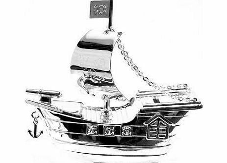 Christening Gifts. Silverplated Pirate Ship Money Box