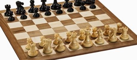 WE Games Staunton Chess Set - Black Stained/Natural Weighted Pieces amp; Solid Wood Board 45.72 cm (Made in USA)