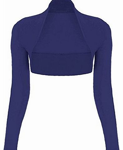 WearAll Ladies Long Sleeve Shrug Womens Bolero Cardigan Top - Electric Blue - 8 / 10