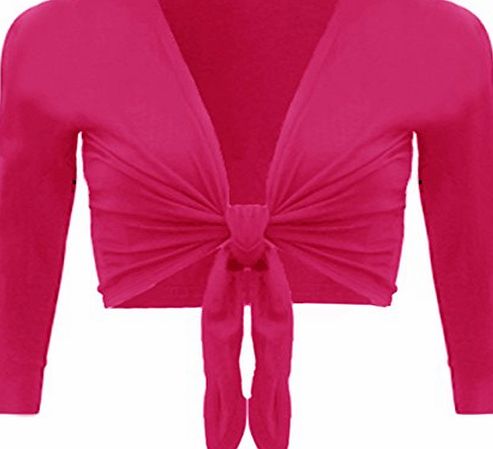 WearAll New Ladies Tie Shrug Womens Cardigan Top Plus Szs Cerise 16