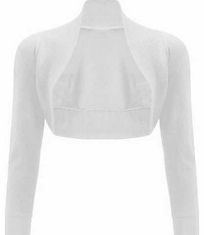 WearAll New Womens Shrug Ladies Long Sleeve Bolero Top White 20/22