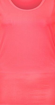 WearAll Plus Size Womens Plain Ribbed Ladies Sleeveless Scoop Neck Vest Top - Fluorescent Pink - 22-24