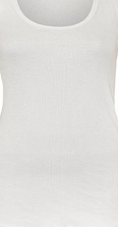 Plus Size Womens Plain Ribbed Ladies Sleeveless Scoop Neck Vest Top - White - 22-24