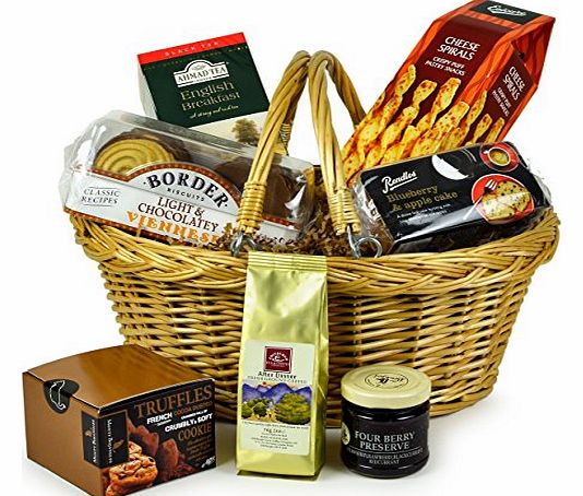 GIFT BASKET TREAT - Willow shopping basket packed with treats. Food Hampers by Web Hampers.