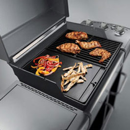 This sturdy cast iron griddle will expand your grilled menu options. Pancakes and sausage anyone?