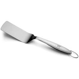 The 7 inch long head of this turner makes flipping large cuts of meat and fish easy.