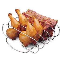 Conserve grill space when cooking for large quantities of ribs and chicken. The rack is made of heav