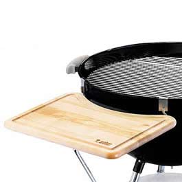 Add room for food sauces and grilling tools with this rock maple table; remove to use as cutting boa