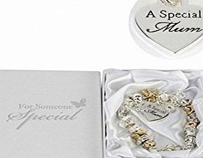 WEDDING GIFTS/Parents Gifts Juliana Gold/silver Charm Bracelet with Special Mum. Great wedding favours, birthday gifts,baby shower presents, christmas stocking fillers and more...