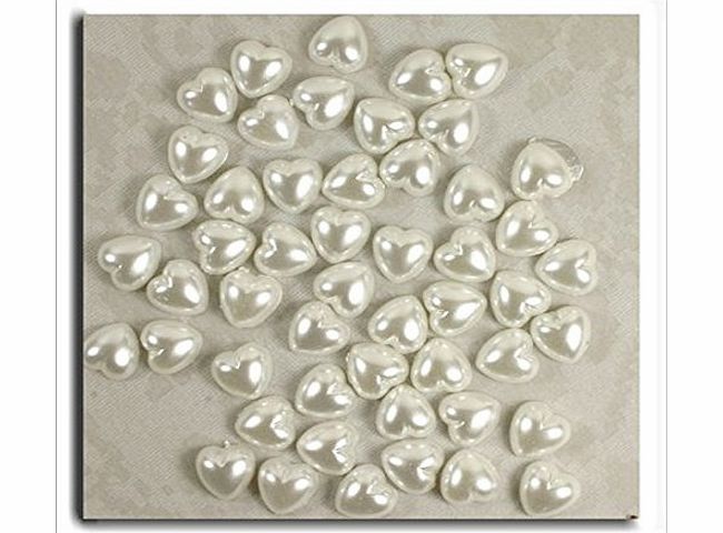Wedding Wonders White Pearl Flat Backed Heart Shape Beads 8mm, Crafts, Table Decorations, Wedding x Pack of 50