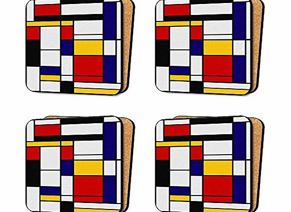 Piet Mondrian Cool Retro Quirky (4 Coaster Set) Dinnerware, Furniture