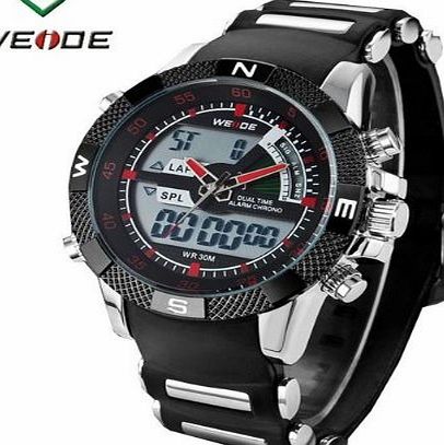 WEIDE New Fashion WEIDE Mens Sports Watch Analog amp; Digital Dual Time LCD Backlight WH-1104-1   Watch Gift Box (Blue Hands)