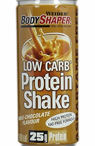 Weider Milk Chocolate 250ml Body Shaper Low Carb Protein Shake - Pack of 24 Shakes