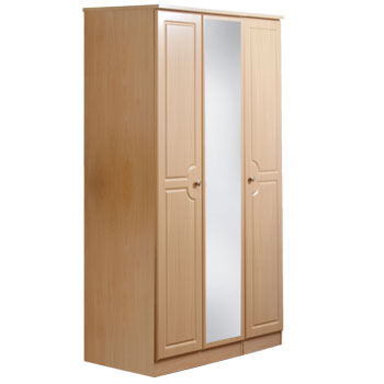 Welcome Furniture Amelie 3 Door Mirrored Wardrobe in Beech