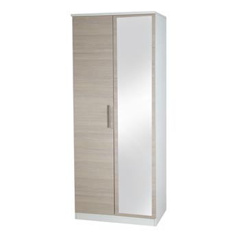 Welcome Furniture Cino 2 Door Mirrored Wardrobe in Coffee and Cream
