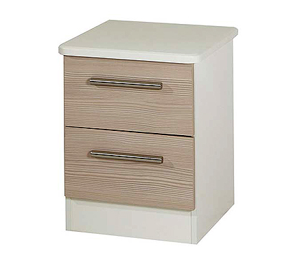 Cino 2 Drawer Bedside Table in Coffee and Cream