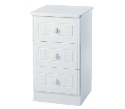 Welcome Furniture Cornwall White 3 Drawer Bedside Table