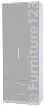 Welcome Furniture Hatherley 2 Drawer 2 Door Wardrobe in White and