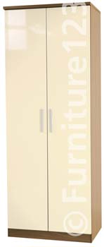 Welcome Furniture Hatherley High Gloss 2 Door Wardrobe in Oak and