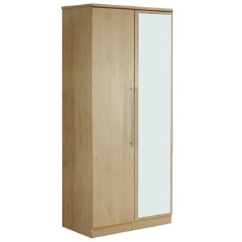Welcome Furniture Loxley 2 Door Mirrored Wardrobe in Maple