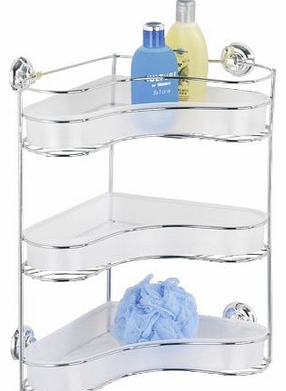 Wenko 16951100 36 x 45 x 27 cm Ergo Milazzo Chrome Plastic Bath Corner Rack with 3 Storage Baskets, White