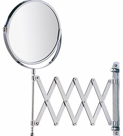 Wenko Exclusive Telescopic Cosmetic Wall Mirror, chrome, 3-x magnification