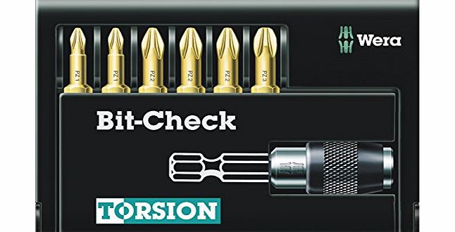 Wera 05056157001 Bit-Check Set 8155-9/TH Torsion Extra Hard for Drill/Drivers, Timber Jointing, Pozidriv 7pc