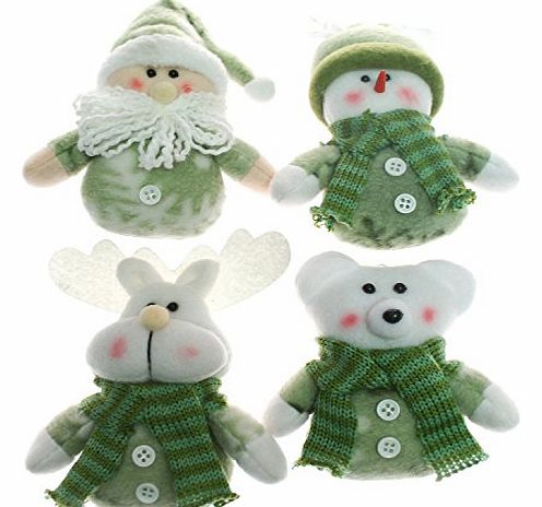 13 cm Hanging Christmas Dolls Featuring Father Christmas/ Snowman/ Reindeer/ Bear, Set of 4
